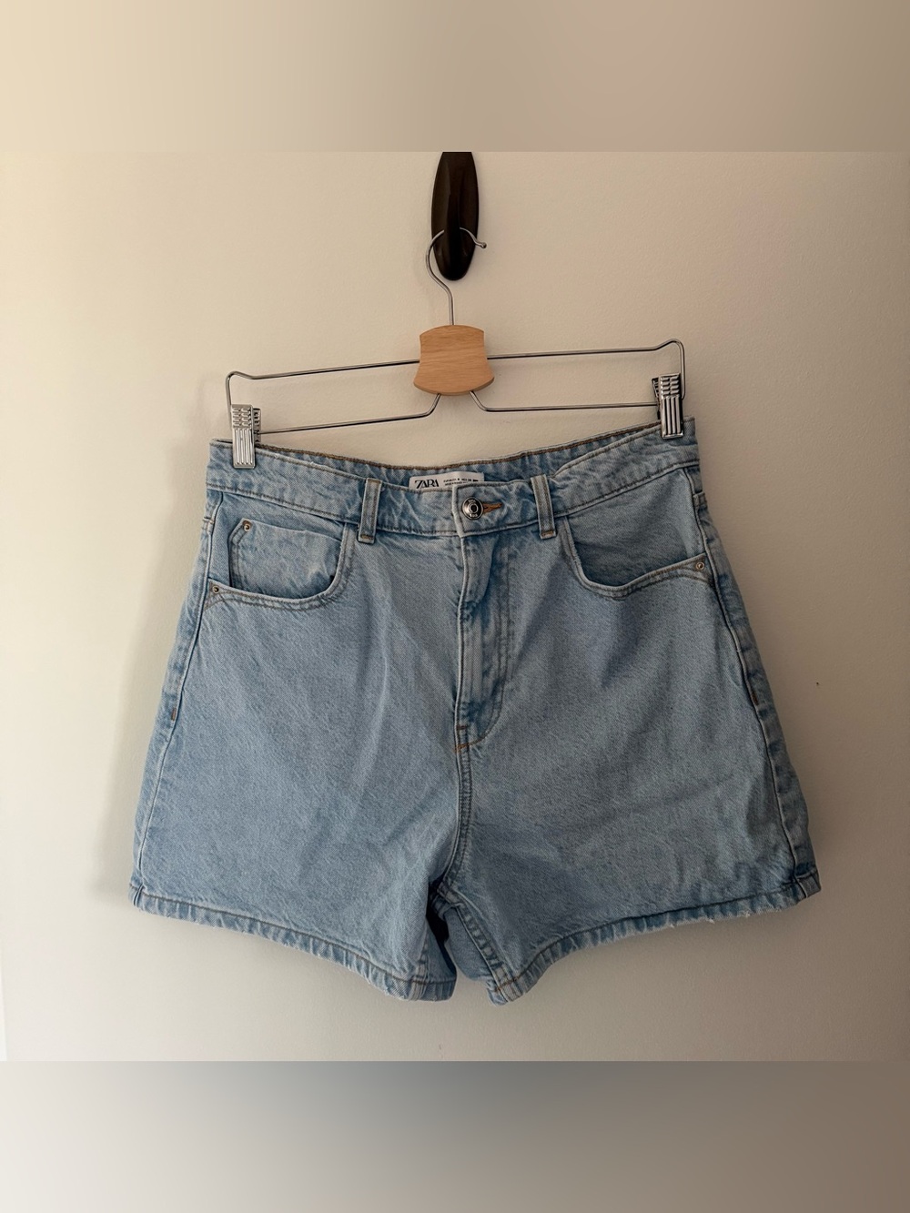 Zara Light Wash High-Rise Denim Shorts